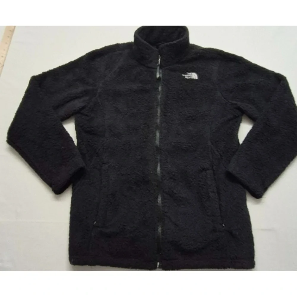 North Face Jacket‎ Girl's Black Fleece full zip pockets sz. XL